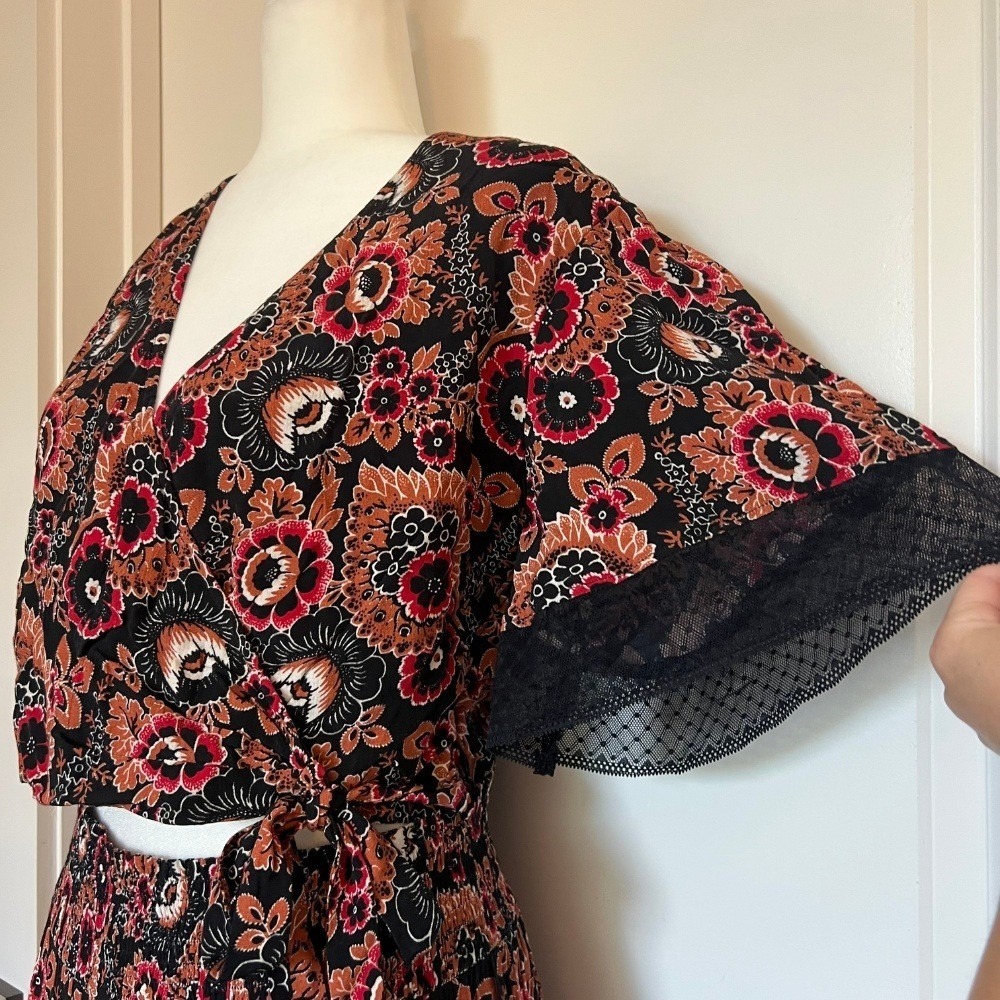 NEW Anthropologie Floral Print 2 Piece Maxi Skirt Set Bohemian Women's Size 12 - Picture 4 of 11